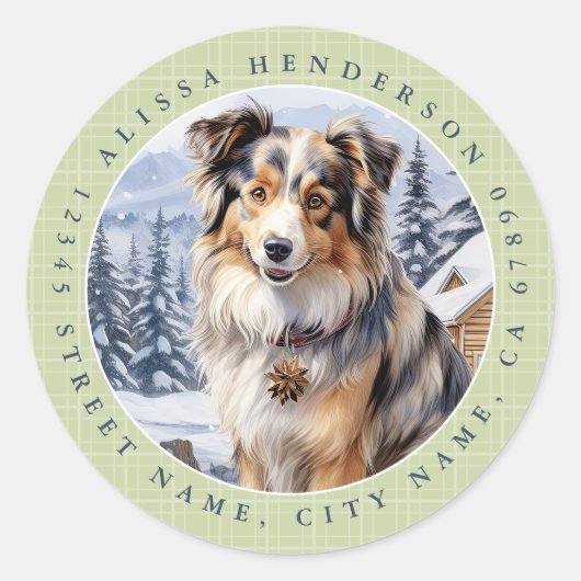 Australian Shepherd Ronde Stickers (Voorkant)