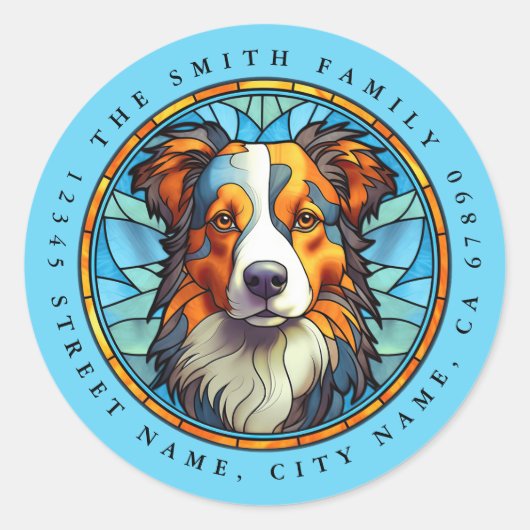 Australian Shepherd Ronde Stickers (Voorkant)