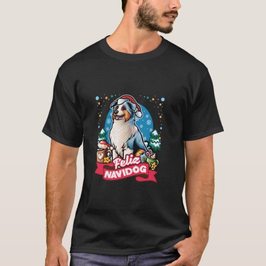 Australian Shepherd Santa Claus Koffie Mok Merry C T-shirt (Voorkant)