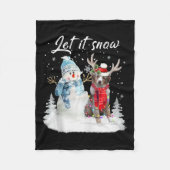 Australian Shepherd Santa Dog Kerstmis Snowman Xm Fleece Deken (Voorkant)