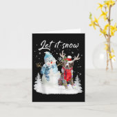 Australian Shepherd Santa Dog Kerstmis Snowman Xm Kaart (Gele Bloem)