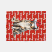 Australian Shepherd Santa Dog's met naam Fleece Deken (Voorkant (Horizontaal))