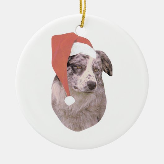 Australian Shepherd Santa Hat Ornament (Voorkant)