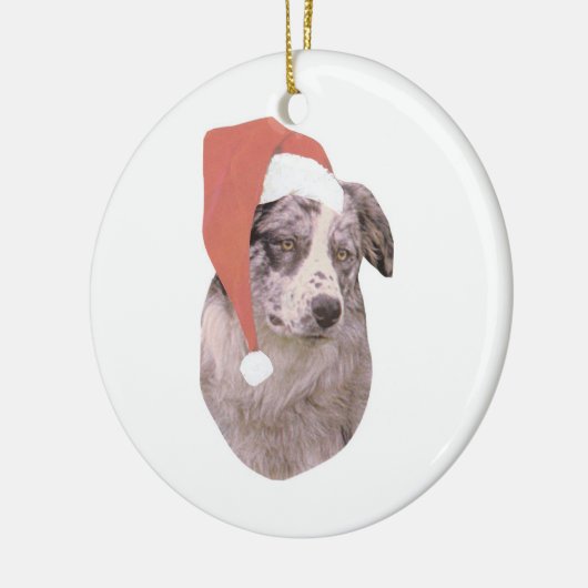 Australian Shepherd Santa Hat Ornament (Links)