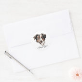 Australian Shepherd Schattigee hond bedankt Ronde Sticker (Envelop)