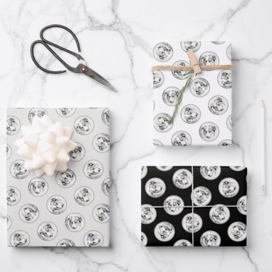 Australian Shepherd schilderij Blue Merle Dog Art Inpakpapier Vel (Voorkant)