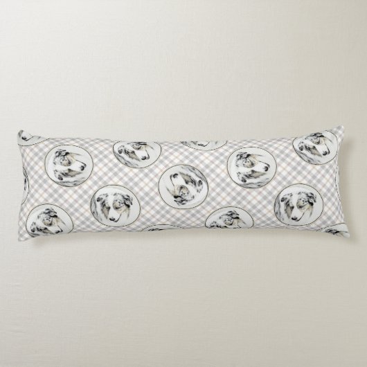 Australian Shepherd schilderij Blue Merle Dog Art Lichaamskussen (Achterkant)