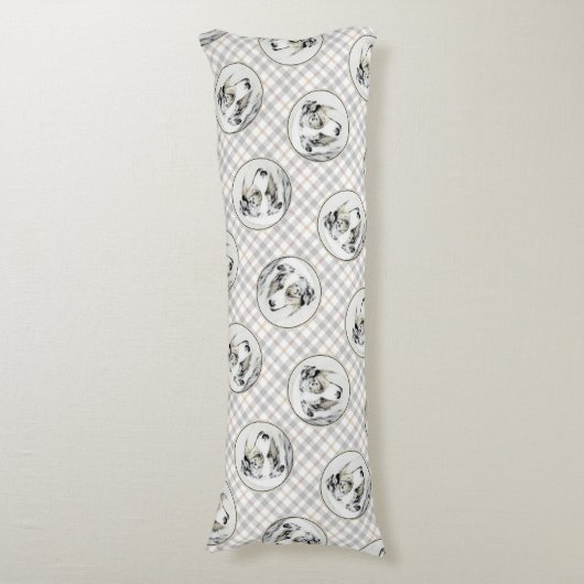 Australian Shepherd schilderij Blue Merle Dog Art Lichaamskussen (Voorkant Verticaal)