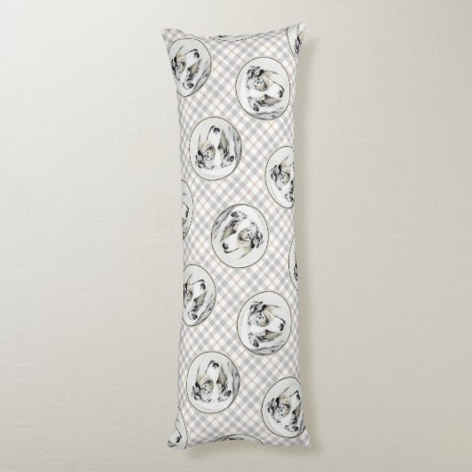 Australian Shepherd schilderij Blue Merle Dog Art Lichaamskussen (Achterkant (Verticaal))