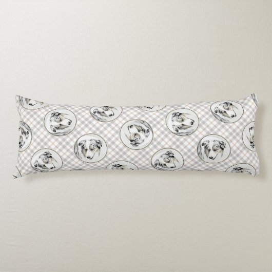 Australian Shepherd schilderij Blue Merle Dog Art Lichaamskussen (Voorkant)