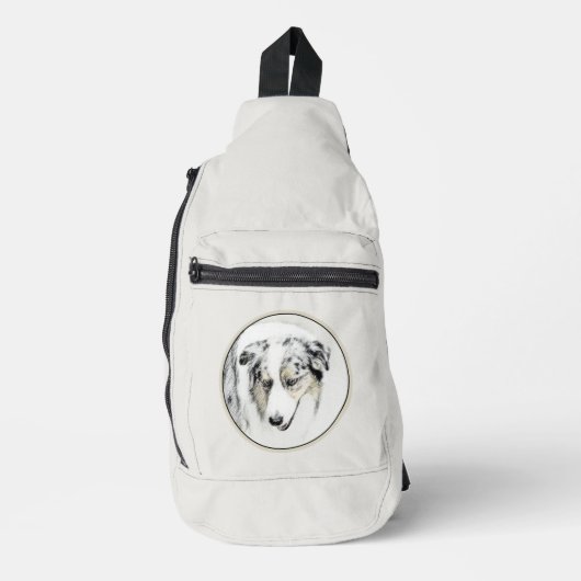 Australian Shepherd schilderij Blue Merle Dog Art Sling Bag (Voorkant)