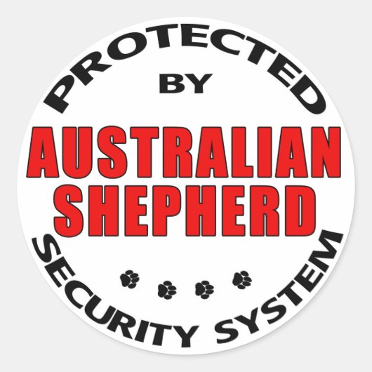 Australian Shepherd Security Ronde Sticker (Voorkant)