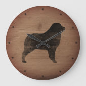 Australian Shepherd Silhouette Rustic Grote Klok (Voorkant)