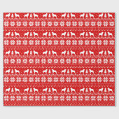Australian Shepherd Silhouettes Kersthonden Red Cadeaupapier (Vlak)