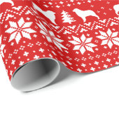 Australian Shepherd Silhouettes Kersthonden Red Cadeaupapier (Rol Hoek)