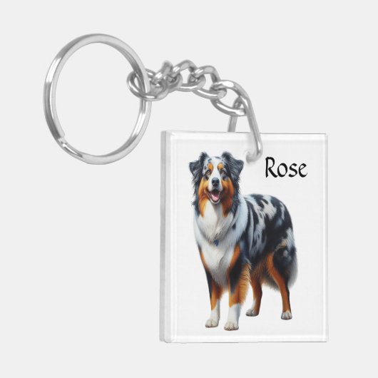 Australian Shepherd Sleutelhanger (Voorkant Links)