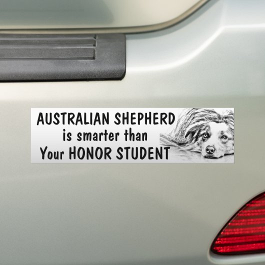 Australian Shepherd - Slimmer dan student - grappi Bumpersticker (Op auto)