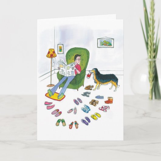 Australian Shepherd Slippers - Funny Birthday Card Kaart (Voorkant)