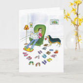 Australian Shepherd Slippers - Funny Birthday Card Kaart (Gele Bloem)