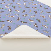 Australian Shepherd speelt plezier Sherpa Deken (3/4)