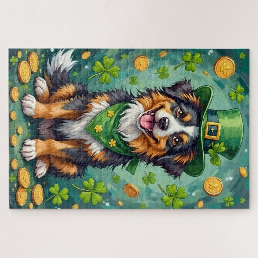 Australian Shepherd St Patrick’s Day Lucky Dog Legpuzzel (Horizontaal)