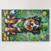 Australian Shepherd St. Patrick's Day GeluksHond Legpuzzel (Horizontaal)