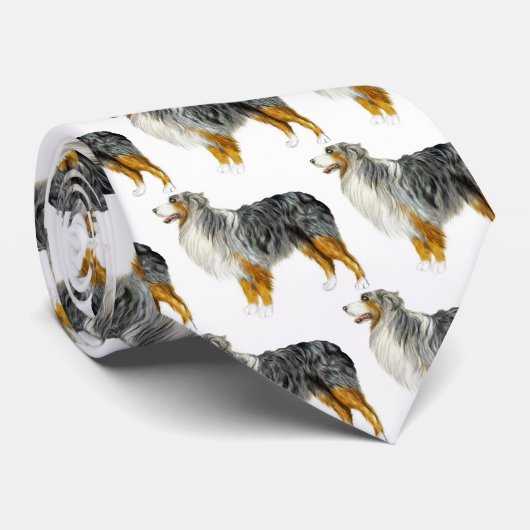 Australian Shepherd Standing Stropdas (Opgerold)