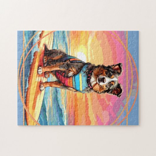 Australian Shepherd Surfing Legpuzzel (Horizontaal)