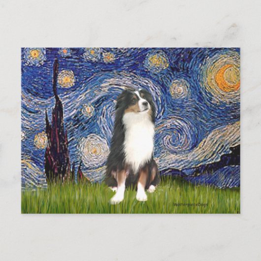 Australian Shepherd (Tri2) - Sterrennacht Briefkaart (Voorkant)