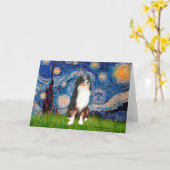 Australian Shepherd (Tri2) — Sterrennacht Kaart (Gele Bloem)