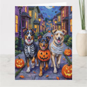 Australian Shepherd Trick-or-Treating met Hallowee Kaart (Voorkant)