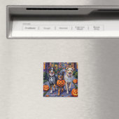 Australian Shepherd Trick-or-Treating met Hallowee Magneet (Insitu (Vaatwasser))