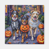 Australian Shepherd Trick-or-Treating met Hallowee Magneet (Voorkant)