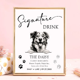 Australian Shepherd Trouwhandtekening Drink Teken Poster
