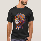 Australian Shepherd Turkey Funny Thanksgiving Anim T-shirt (Voorkant)