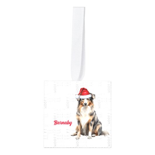 Australian Shepherd twee foto's van Kerstmis Decoratie (Voorkant)
