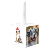 Australian Shepherd twee foto's van Kerstmis Decoratie (Achter hoekig)