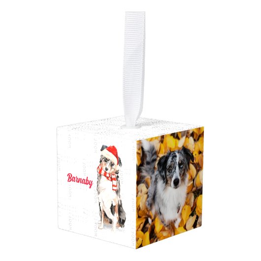 Australian Shepherd Two Photo Feliz Navidog Decoratie (Voorkant hoekig)
