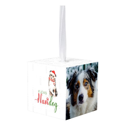 Australian Shepherd Two Photo Feliz Navidog Decoratie (Achter hoekig)