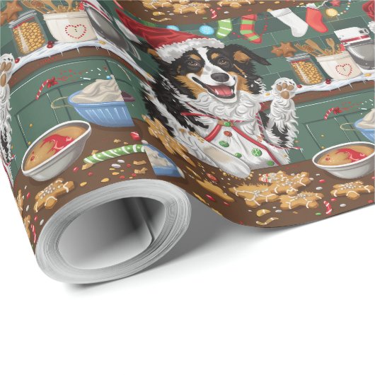 Australian Shepherd Vakantie Bakken Kerstmis Cadeaupapier (Rol Hoek)