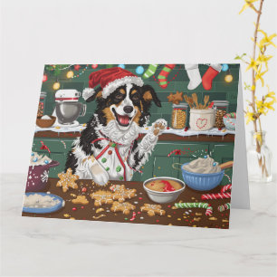 Australian Shepherd Vakantie Bakken Kerstmis Kaart