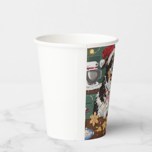 Australian Shepherd Vakantie Bakken Kerstmis Papieren Bekers (Rechts)