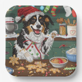 Australian Shepherd Vakantie Bakken Kerstmis Papieren Bordje (Voorkant)