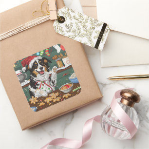 Australian Shepherd Vakantie Bakken Kerstmis Vierkante Sticker