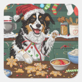Australian Shepherd Vakantie Bakken Kerstmis Vierkante Sticker (Voorkant)