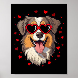 Australian Shepherd Valentijn Hart Schattige Honde Poster