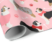 Australian Shepherd Valentine Pattern Cadeaupapier (Rol Hoek)