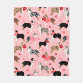 Australian Shepherd Valentine Pattern Fleece Deken (Voorkant)