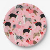 Australian Shepherd Valentine Pattern Papieren Bordje (Voorkant)