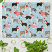 Australian Shepherd Valentine Pattern Theedoek (Gevouwen)